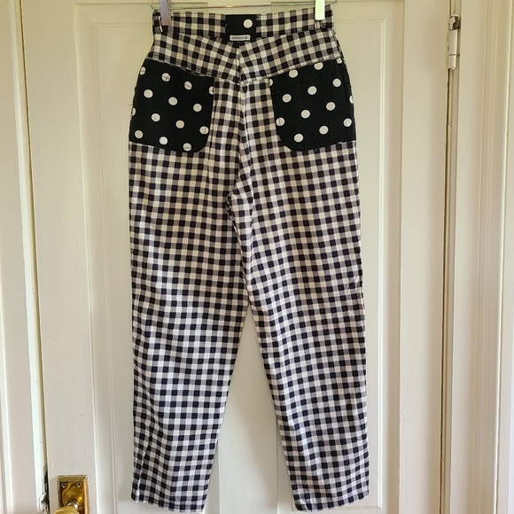 EMANUELLE - High waisted checkered/ polka dot jeans - Picture 13 of 15